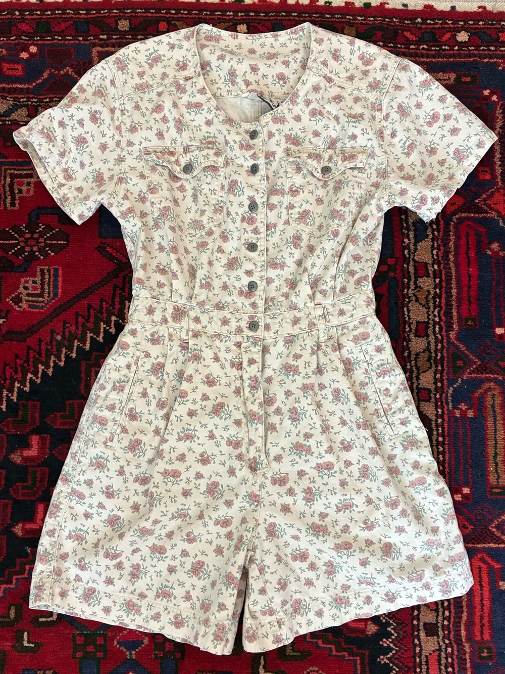 Vintage 90s Bill Blass Floral Jean Romper